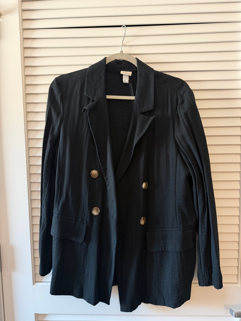 a new day Black Double-Breasted Loose-Fit Blazer Jacket with Buttons